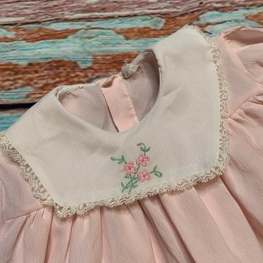 Vintage Pink Cottage Floral Babydoll Dress - Picture 2 of 4